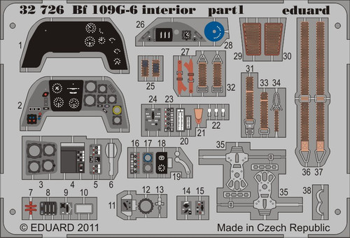 1/32 Aircraft- Bf109G6 Interior for TSM (Painted Self Adhesive)