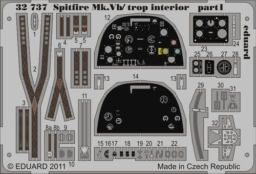 1/32 Aircraft- Spitfire Mk Vb/Trop Interior for HBO (Painted Self Adhesive)
