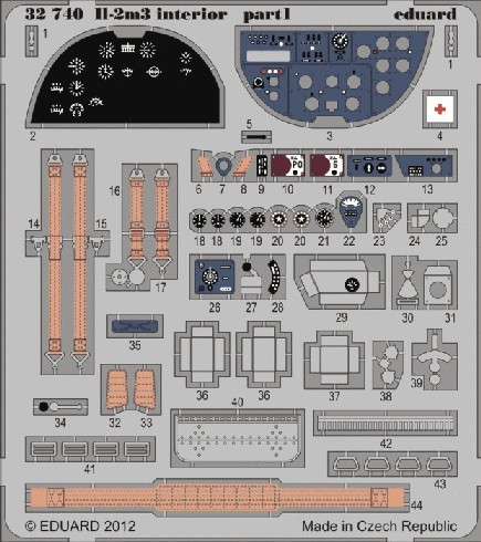 1/32 Aircraft- IL2m3 Interior for HBO (Painted Self Adhesive)