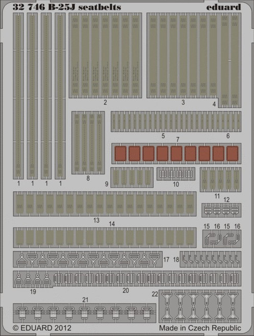 1/32 Aircraft- Seatbelts B25J for HKM (Painted)