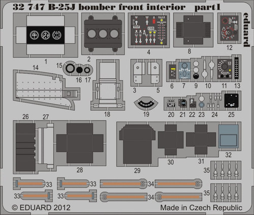 1/32 Aircraft- B25J Front Interior for HKM (Painted Self Adhesive)