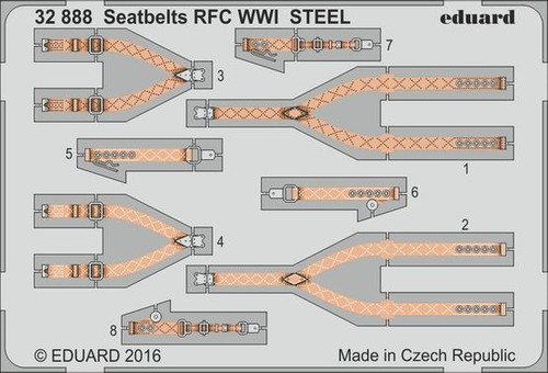 1/32 Aircraft- Seatbelts RFC Steel WWI (Painted)