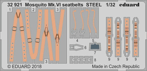 1/32 Aircraft- Seatbelts Mosquito Mk VI Steel for TAM (Painted)