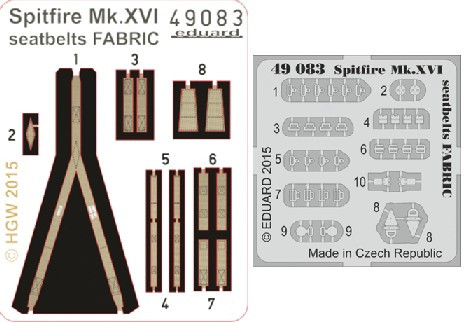 1/48 Aircraft- Seatbelts Fabric-Type Spitfire Mk XVI for EDU (Painted)