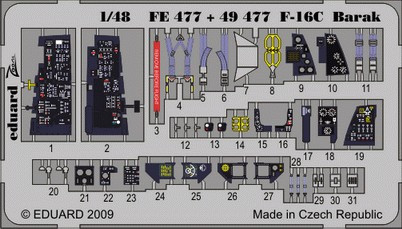 1/48 Aircraft- F16C Barak Interior for KIN (Painted Self Adhesive) (D)