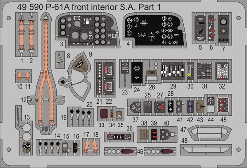 1/48 Aircraft- P61A Front Interior for LNR (Painted Self Adhesive)