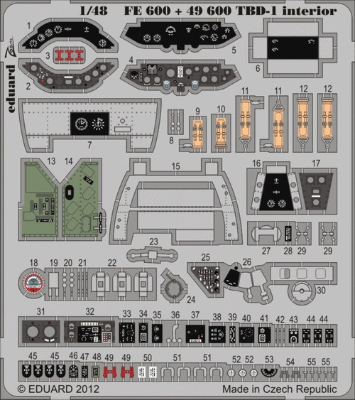 1/48 Aircraft- TBD1 Interior for LNR (Painted Self Adhesive)