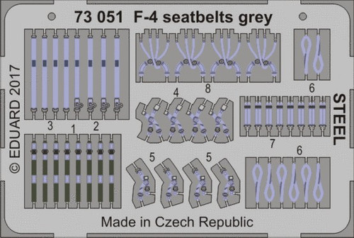 1/72 Aircraft- Seatbelts F4 Grey Steel (Painted)