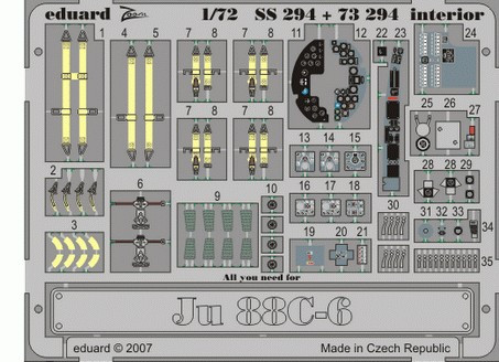 1/72 Aircraft- Ju88C6 Interior for HSG (Painted Self Adhesive) (D)
