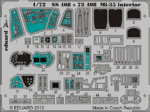 1/72 Aircraft- Mi35 Interior for ZVE (Painted Self Adhesive)