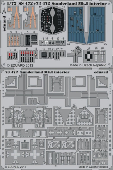 1/72 Aircraft- Sunderland Mk I Interior for ITA (Painted Self Adhesive)