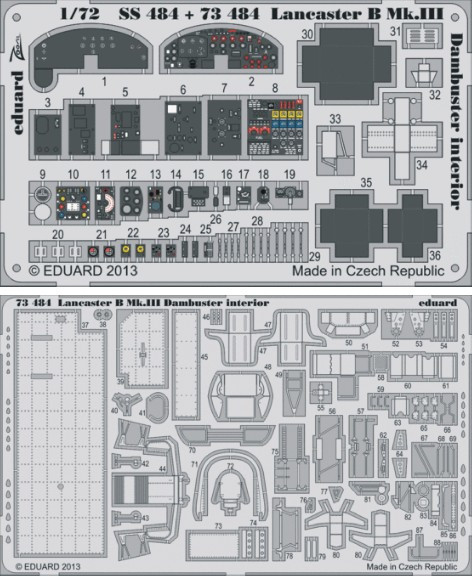1/72 Aircraft- Lancaster B Mk III Dambuster Interior for ARX (Painted Self Adhesive)