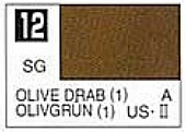 Solvent-Based Acrylic Semi-Gloss Olive Drab 10ml Bottle