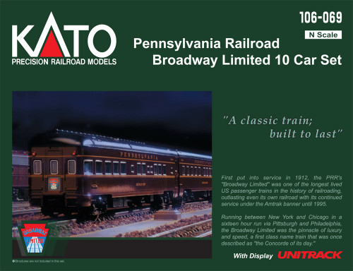 N PRR Broadway Ltd. 10-Car Set w/Interior Lighting & Display