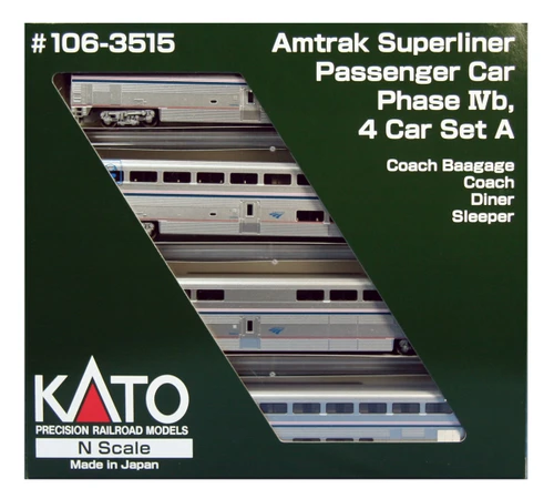 N Amtrak PhIVb Superliner Set A/4pk w/Interior Lighting