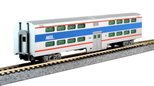 N Bi-Level Coach Chicago Metra #6195 w/Interior Lighting