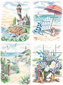 Beach Scenes Variety Pack Pencil by Number (4 9"x12")