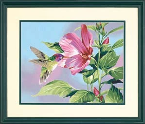 Hibiscus & Hummingbird Paint by Number (14"x11")