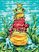 Frog Pile-Up Paint by Number (9"x12")