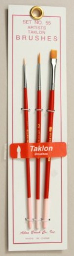 Atlas Brush #55: 10/0,0,Flat 1 Taklon Detailing Brushes (Set of 3)