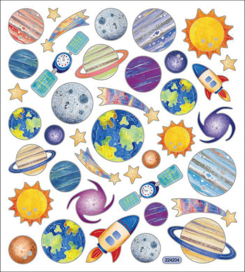 SK129MC-4233 Multicolored Stickers-Planets