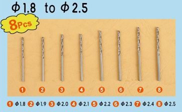 Twist Drilling Auger Bit Set #3 (8pcs): 1.8mm-2.5mm