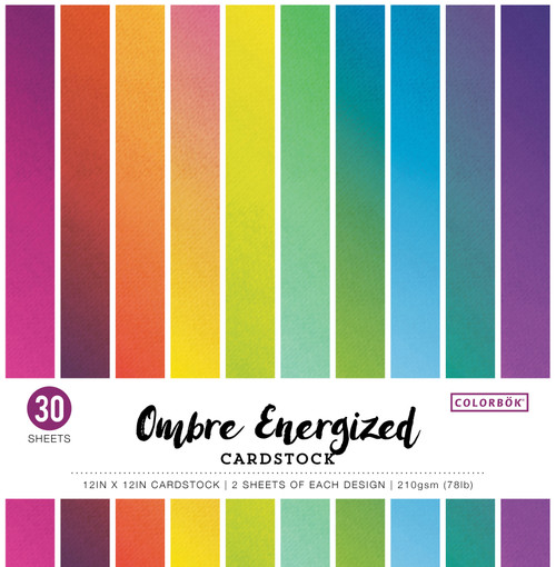 68259  Colorbok 78lb Single-Sided Printed Cardstock 12"X12" 30/Pkg-Ombre Energized, 15 Colors/2 Each