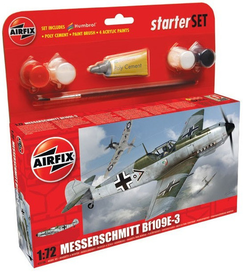 ARX-55106  1/72 Bf109E3 Fighter Small Starter Set w/paint & glue