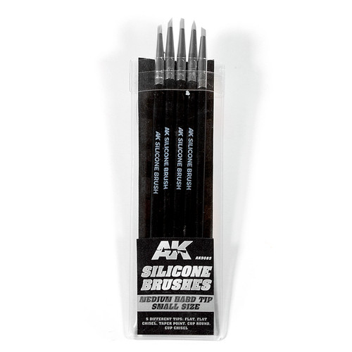 AK Interactive Silicone Brushes Medium Hard Tip, Small - 5Pk