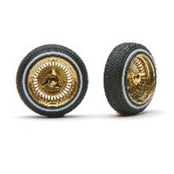 PGH-1107  1/24-1/25 LD's Gold Rims w/Whitewall Tires (4)