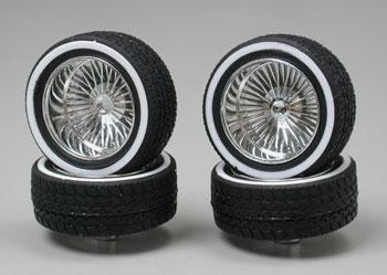 PGH-1113  1/24-1/25 Deep Dz's Chrome Rims w/Whitewall Tires (4)