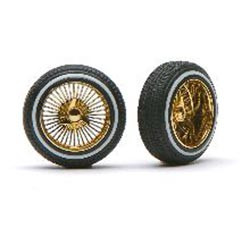 PGH-1115  1/24-1/25 Deep Dz's Gold Rims w/Whitewall Tires (4)