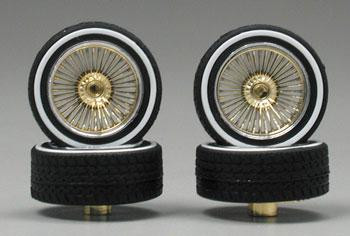 PGH-1117  1/24-1/25 Dz's Triple Gold Rims w/Whitewall Tires (4)
