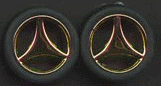 PGH-1212  1/24-1/25 3-Spoked Gold Rims w/Tires (4) (D)