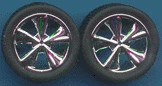 PGH-1258  1/24-1/25 Tiburons Chrome Rims w/Tires (4)