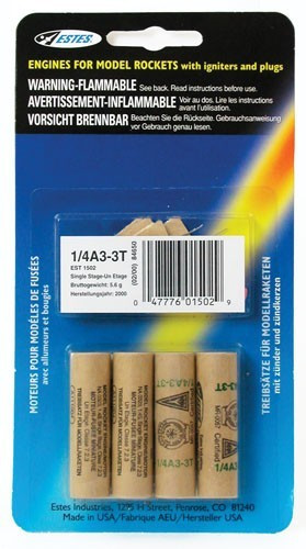 EST-1502  1/4A3-3T Model Rocket Engines (4)
