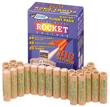 EST-1672  Blast Off Flight Model Rocket Engine Pack (24): 6ea A8-3, B6-4, C6-3,