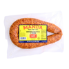 Manda Fine Meats Manda Hot Smoked Pork Sausage 24oz, packaged smoked sausage with bold yellow and red label.