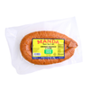 Manda Fine Meats Manda Smoked Pork Green Onion Sausage 24oz, packaged smoked sausage with green onion flavor in plastic wrap with yellow label.