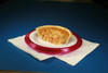 Cajun Original Shrimp Pies 1pk 5in, a savory shrimp-filled pastry on a red plate with a white napkin on a blue background.