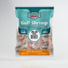 Louisiana Select 1lb BAG 26-30 Headless Shrimp, packaged frozen Gulf shrimp in a teal and white bag with product information and net weight.