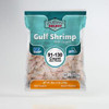 Louisiana Select 1lb BAG 91-130 PUD Shrimp, packaged bag of raw peeled Gulf shrimp with label details on seafood freshness and weight.