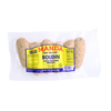 Manda Fine Meats Manda Pork Boudin Family Pack 2.25lb, packaged rice and pork boudin sausages in clear plastic wrapping with a bright yellow and blue label.