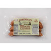 Foreman's Smoked Jalapeno Sausage 1lb, packaged smoked sausages in vacuum-sealed plastic packaging with label.