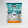Louisiana Select 1lb BAG 150-250 PUD Shrimp, raw peeled shrimp in a frozen bag with teal and orange packaging.