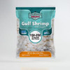Louisiana Select 1lb BAG 150-250 PUD Shrimp, frozen raw peeled Gulf shrimp in a teal and clear plastic bag with product details and branding.
