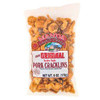 Manda Cracklins Mild 6oz, image showing a clear plastic bag filled with crispy pork cracklins with colorful packaging label displaying product details.