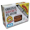 Savoies Smoked Mixed Mild Sausage 64oz, packaged sausages visible through a transparent window in a white box with red and yellow branding