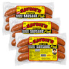 Savoie's Smoked Sausage 3 Pack Bundle - Shipping Included, three packages of Hickory Smoked Pork Sausages in clear vacuum-sealed plastic with colorful labels.
