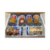 Blue Runner Gumbo Box, assortment of canned gumbo flavors including creole, red beans, jambalaya, and seafood, in a white box with shredded paper filling.